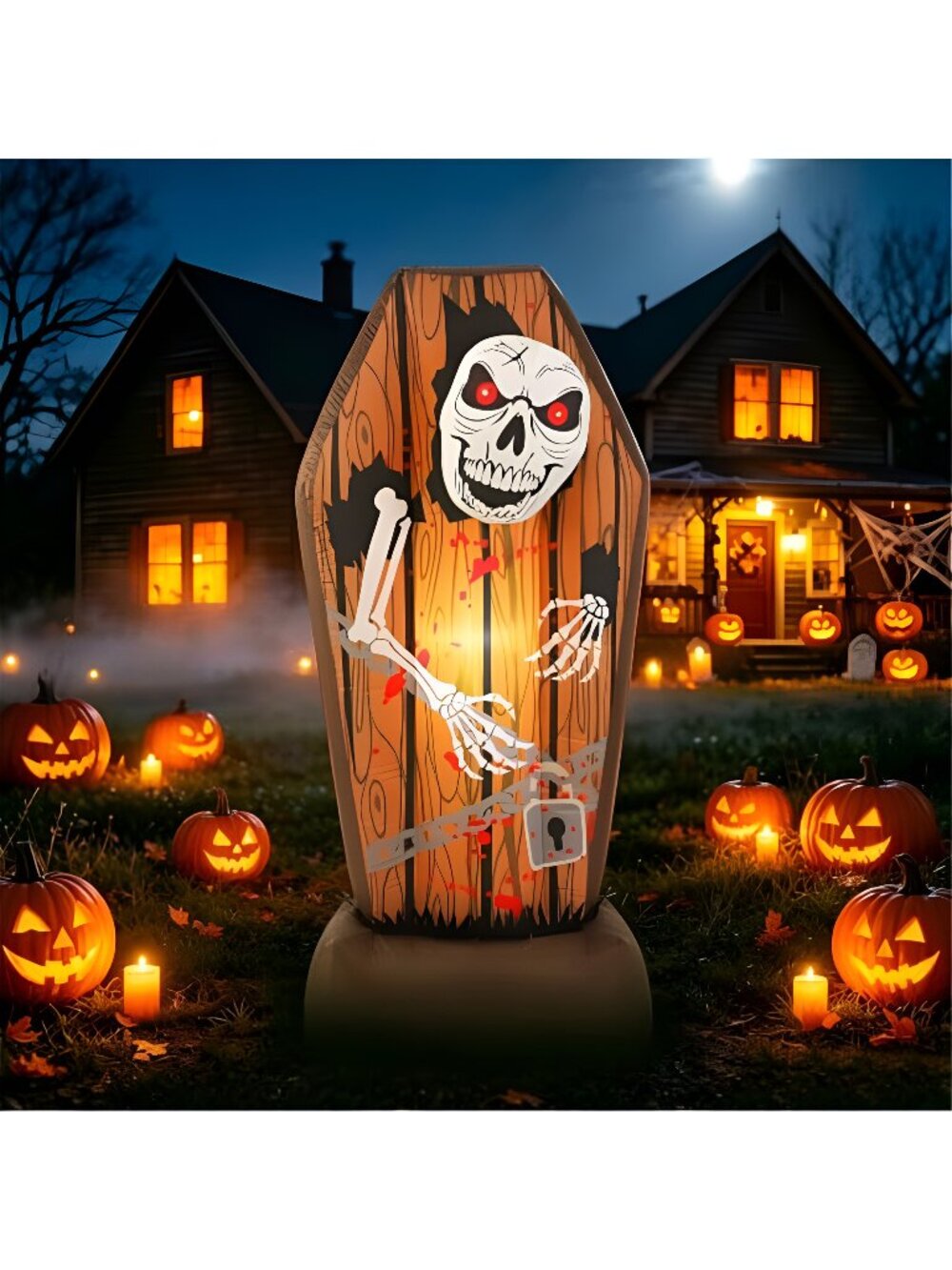 5FT Halloween Inflatable Outdoor Decorations Blow Up Coffin Decor